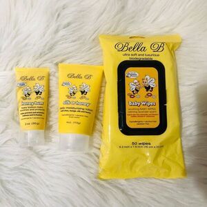 BELLA B Baby Set Honey Bum Baby Bottom Balm Daily Moisturizing Lotion Wipes‎ NEW
